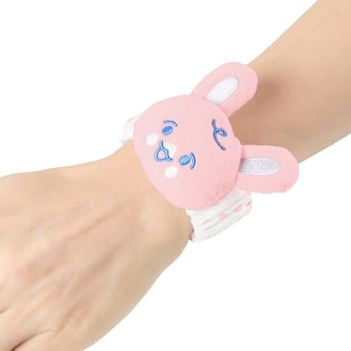LittleForBig Sonajero para adultos – Pulsera suave y ajustable con cascabeles en diseño de conejo rosa