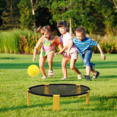 Ejoyous Roundnet-spelset, Högelastiskt Sportkit med 4 Bollar och Pump för trädgårds- och Strandnöjen (Som visas)