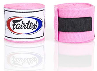 Fairtex HW2 elastiska bomullshandomslag, 305 cm och 457 cm full längd handomslag – många färger (rosa, 305 cm)