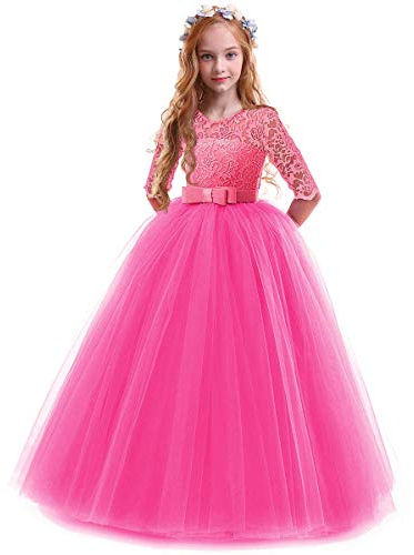OBEEII Vestido de princesa para niñas, vestido de noche para boda, dama de honor, niña de las flores, cumpleaños, fiesta, confirmación juvenil, carnaval, cóctel, baile, vestido de gala de 2 a 14 años
