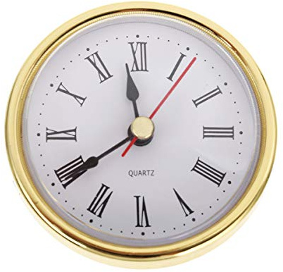 Emivery Classic Clock Movement 2-1/2 (65mm) Round Roman Numeral Quartz Clock Insert with Gold Trim Home Decor
