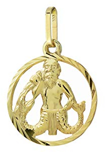 NKlaus Wassermann Sternzeichen 333 8 Karat Gelbgold 15mm Kettenanhänger Horoskop Zodiak 9159