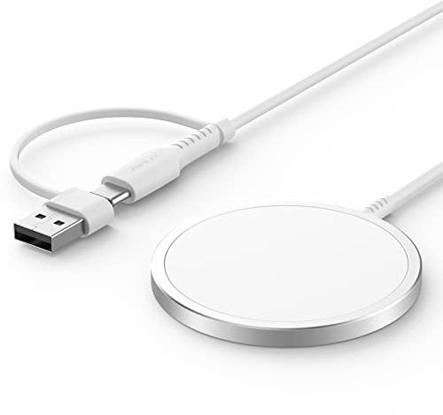 JSAUX 15 W Caricabatterie Mag-Safe Magnetico Senza Fili Compatibile per Caricabatterie MagSafe iPhone 14 Plus/iPhone 14 Pro Max/iPhone 13 Pro Max/13 Mini/13 Pro/13/12 Mini/12 Pro Max/Airpods Pro