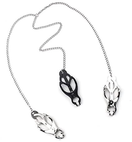 BDSMYEE Lussuosa catena di morsetti per capezzoli con morsetti per clitoride, giocattolo sessuale BDSM regolabile per donne e uomini, morsetti per capezzoli per stimolazione del seno