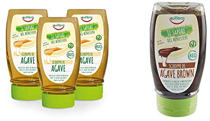 Equilibra Integratori Alimentari, Sciroppo D'Agave, da Usare come Dolcificante per Bevande o Ingrediente per Dolci e Dessert & Integratori Alimentari, Sciroppo D'Agave Brown