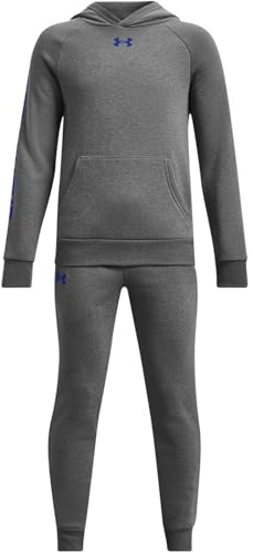 Under Armour Conjunto de dos piezas de traje de forro polar Ua Rival para niño, Castlerock Light Heather/White, 70-74