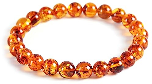 Guptue Natural Baltic Amber Bracelet for Adults (Women/Men)/ Dark Red Color and Lemon yellow Progressive color change/Baltic Amber Rainbow Beads Certified Amber Jewelry