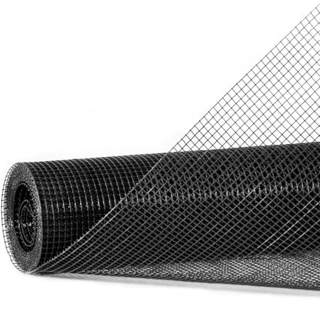 Fencer Wire Vinyl Coated 23 Gauge Welded Fence Wire Roll, Mesh Size 1/4-Inch x 1/4-Inch, Black Garden Fencing Wire Grid Hardware Cloth, Poultry Chicken Fence Rolls, Multiple Use for Home Improvement