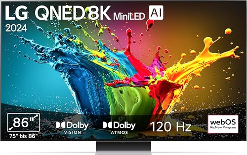 LG 86QNED99T9B TV 86 (218 cm) QNED MiniLED Fernseher (α9 AI Processor 8K Gen7, Dolby Vision, bis zu 120Hz) [Modelljahr 2024]