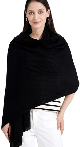 RYYOYY Luxury 100% Cashmere Wrap Soft Scarf Stole Knitted Shawl for Women Wayfarer Travel Extra Large 87x28 Black