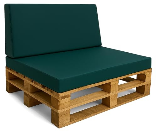Amazinggirl Cuscini per pallet Schiuma esterno seduta 120x80 cm e schienale 120x40 cm - cuscino grandida per bancali divano panchina da giardino balcone e terrazza Verde