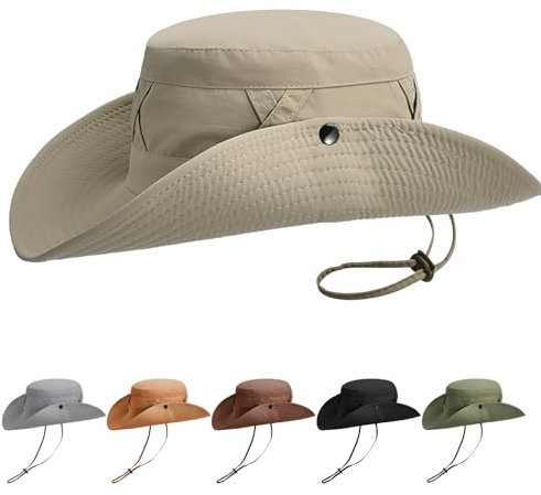 AYPOW Unisex Sonnenhut Fischerhut Wasserdicht, UPF50+ Breite Krempe UV-Schutz Verstaubar Winddicht Atmungsaktiv Allwetter Angelhut Eimerhut, Cowboy-Stil Boonie Hut Sommerhut für Herren Damen Outdoor