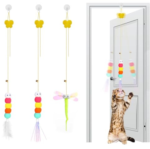LTMMC 3 Pcs Hanging Door Cat Toys, Interactive Cat Door Toy Cats Teaser Toy