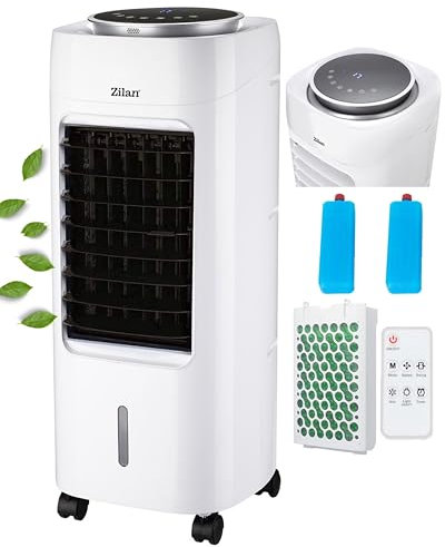 3in1 Standventilator mit Wasserkühlung sehr leise - Mobile Klimaanlage ohne Abluftschlauch -Verdunstungskühler Aircooler Turmventilator mit Fernbedienung Luftreiniger 12H Timer Tower Fan