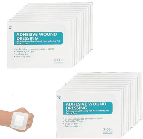 20 PCS Wound Dressings Adhesive, Dressings for Wounds First Aid, Sterile Dressings for Wounds, for Cuts Grazes Small Pressure Sores(6 * 7cm)