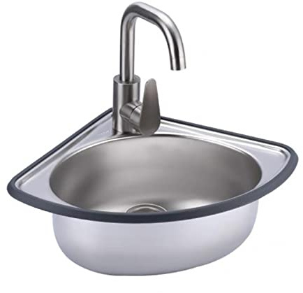 GLMGBP Lavabo d'angle Mural pour Salle de Bain, évier de Cuisine pour Restaurant Commercial, avec Robinet col de Cygne, avec Robinet d'eau Froide et Chaude, pour Bar, Restaurant, Cuisine, hôtel, ca