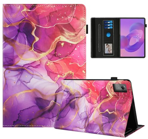 Rostsant Skyddsfodral för Lenovo Idea Tab 11 Tums Tablet 2025 TB-336ZU TB-336FU Stående Bokfodral Kortplats Skyddsfodral för Lenovo Idea Tab 11 Tums Marmor Rosa Guld