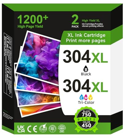 304 XL Cartuchos de impresión para HP 304 Sustitución,304XL Cartuchos Originales HP 304 Negro y de Color para HP Envy 5000 5030 5020 5010 5020 5032 für Deskjet 3750 3720 3730 3760 3762 2630 2620 2622
