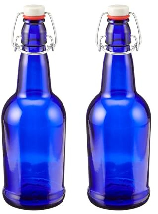 FastRack 33 oz Blue Swing Top Glass Bottles – 2 Pack | Flip Top Airtight Bottles (Not Olive Oil Style) | Reusable Bottles for Kombucha, Beer, Soda, Mead & Fermentation