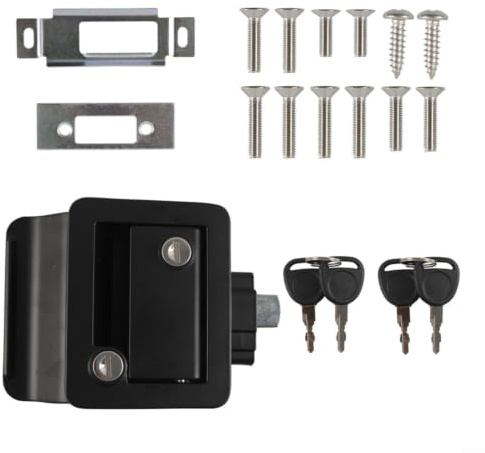 Helilyco Maniglia di chiusura per serratura della porta di ingresso per camper, colore nero, in lega di zinco, ricambio per rimorchio camper