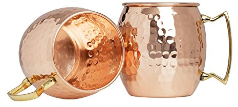 Zap Impex Moscow Mule Kupferbecher – 2er-Set – 100% handgefertigte Becher aus reinem massivem Kupfer in Lebensmittelqualität – 16 oz hochwertiges Cocktail-Kupferglas
