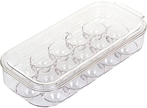 Chiyyak Caja de almacenamiento para huevos, 16 hueveras, apilable, de plástico, transparente, organizador, para frigorífico, cocina