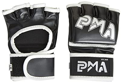 Guanti per bambini in pelle MMA Grappling, Sparring - NUOVO (nero/bianco) (S/M)