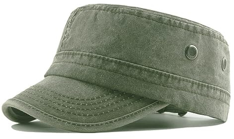 Cicilin Gorra Militar Plana Gorra Vintage Sombrero de Sol Lavado Ejército Gorras Algodón Al Aire Libre para Hombres Mujeres, Verde oscuro., Talla única