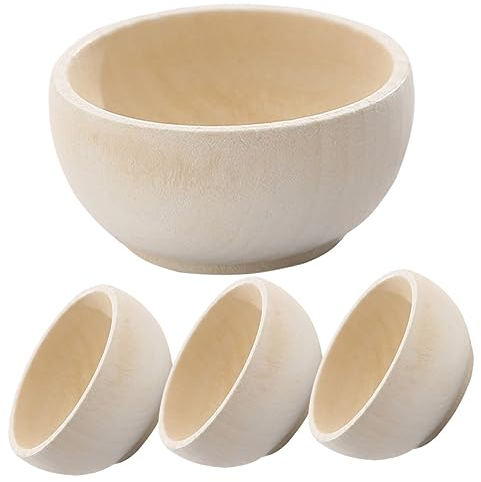 BESTonZON 4 Stk Holzschüssel Sortierschalen Holz Holzschalen Zum Bemalen Diy Holzschalen Gewürzschalen Aus Holz Diy Unfertige Schalen, Miniatur-Holzschüsseln Holzschüssel Modell Simulierte Küche