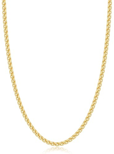 Jewlpire Gold Plated Chain Necklace for Men, 3mm Wheat Chain Necklace, 14k Plated Gold Chain for Men and Women, Mens Chains Necklaces 20 Inch