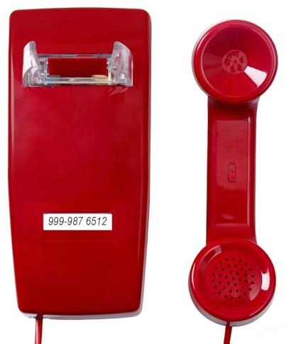 HTMengt No Dial Wall Phone for Elderly Dementia, No Dialpad Wall Telephone for Older,Incoming Calls Only Wall Phones for Senior, 2554 Wall Telephone without Keypad for Memory Care,Home,Bar,Garage, Red