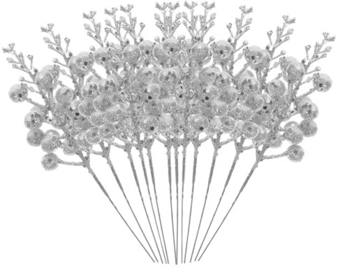 HAWILLOSCH 12stücke Weihnachts-gitterbeeren-stiele Künstliche Weihnachts-Picks Für Festliche Dekorationen Für Weihnachtsbaum Vasen Und Arrangements