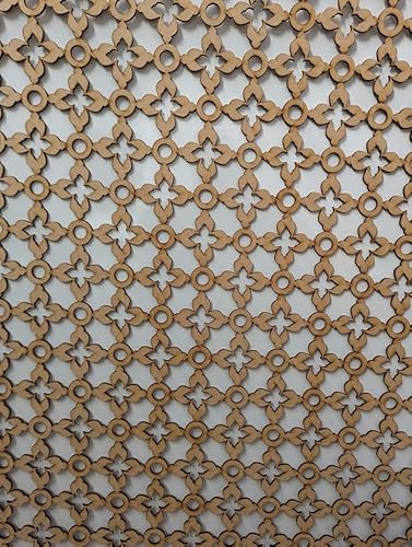 Wooden mesh Decorative Panel, Wall partition, Radiator Cover Grille, Cut-Outs, Kitchen Furniture, Laser Cut in 6mm Thick MDF (Size 1200mm x 500mm) Pattern (K5) Made in The UK. (Primed White)