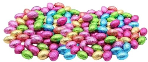 Solid Milk Chocolate Easter Eggs - Individually Foiled Mini Eggs - Approx 200 Eggs - Bulk Easter Egg Hunt Chocolates 1kg - Kids Egg Hunt -Bulk Easter Egg 2025 For Kids Adults Schools & Parties