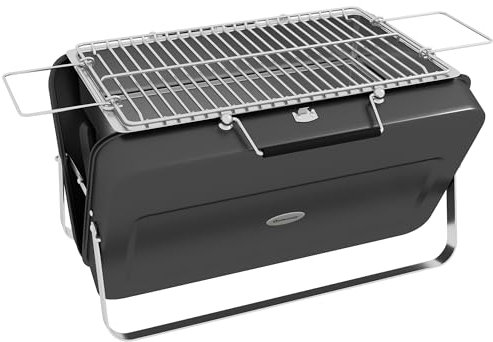 Outsunny Mini barbecue à charbon BBQ portable avec coque de valise barbecue de table pliable pour jardin, camping, pique-nique, dim. 47L x 30l x 28H cm noir