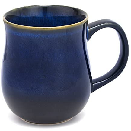 20 Oz Large Ceramic Coffee Mugs, 600ml Big Handle Handmade Pottery Tea Cup for Office and Home, Easy to Hold, Microwave and Dishwasher Safe, Hot Cold Drinking, Stylish Texture Glaze (Starry Blue)