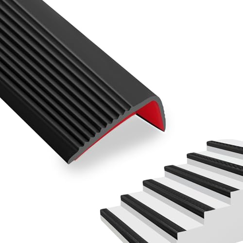 Storystore Profilo per bordi per scale, autoadesiva, 7 m, antiscivolo, flessibile, in vinile, antiscivolo, per interni ed esterni