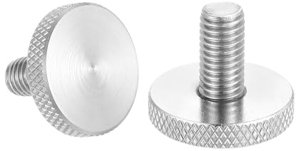 sourcing map M8x16mm Knurled Thumb Screws, 304 Stainless Steel Flat Head Thumb Screws Metric Diamond Knurled Head Bolts Grip Knobs Hand Tighten Thread Fasteners, 25mm Dia. 2 Pcs