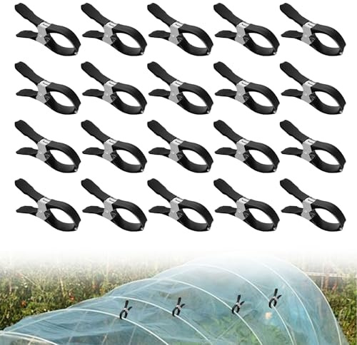 20 Stück Gewächshaus Klemmen Edelstahl Gartenklemme Pflanzenclips Wäscheklammer Gewächshausfolien Clips für Halten von Rohrschellen Gewächshausnetz Clip