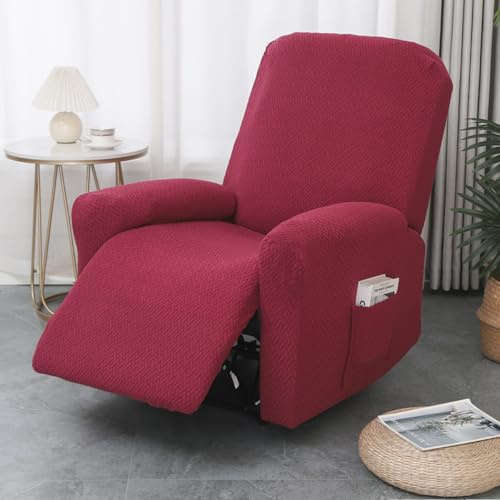 ABZDUNG Copripoltrona Relax Reclinabile Universale, Jacquard Fodere Poltrona Relax Elasticizzato Copripoltrona 1 Posto con Tasca Copripoltrona Reclinabile Fodere per Poltrone Rimovibile(K)