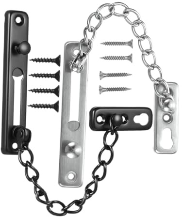 Hemobllo 2 piezas Cadena de Seguridad para Puerta Interior y Exterior Inoxidable Pestillo Robusto Antirrobo de Unidades para Protección Fácil Instalación