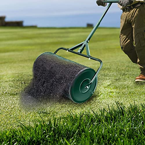 Spandiconcime per compost, muschio di torba e rullo per prato, leggero, con manico a forma di T, per cortile e giardino, setaccio a spinta per una cura efficiente del prato