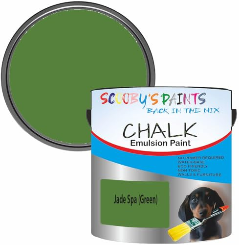 Scooby's Paints Chalk Emulsion Paint, Water-Based, No Primer Required, 250ml, For Walls and Furniture (Jade Spa (Green))