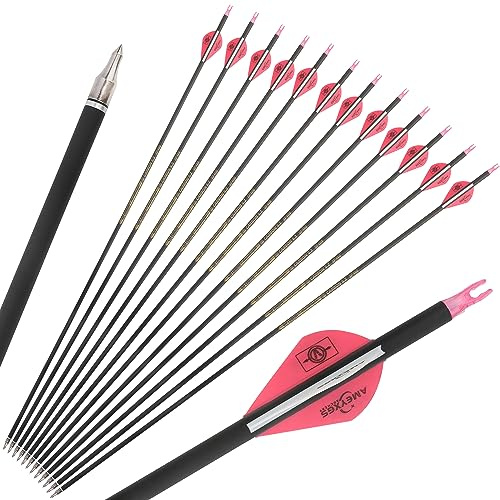 FQH 32 Carbon Arrows 300-600 Spine for Recurve Compound Bow Hunting | 32 inch length, 300 spine, pure carbon, hunting arrows, target shooting