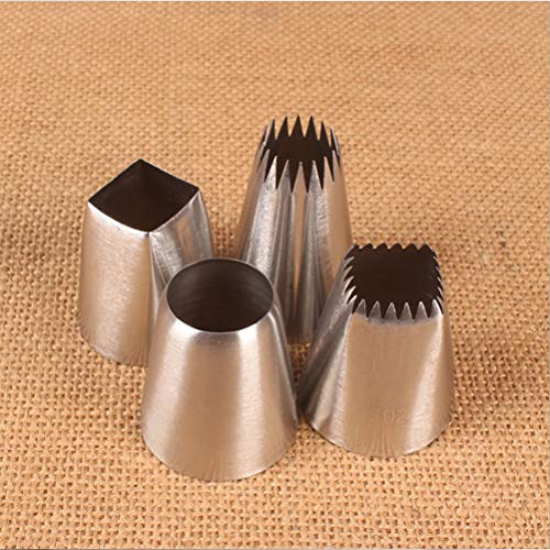 KIMISS Juego de Boquillas para Tuberías de Acero Inoxidable, 4 Puntas para Decoración de Pasteles para Hornear y Glasear con Bricolaje (Colores variados)