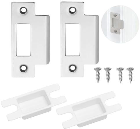 Tharvolex Stainless Steel Door Strike Plate, 2 PCS Tubular Latch Replacement, 70mm x 40.3mm, Durable Latch Plate for Door Frame