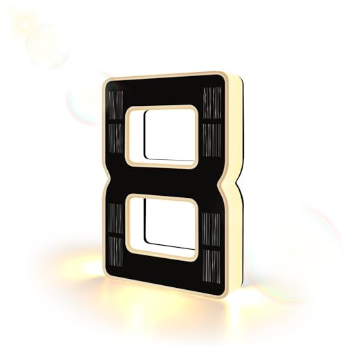 ISUNMEA 6.7 Inch Solar Lighted House Numbers for Outside, Light Up Waterproof LED Address Signs for Houses, Backlit Illuminated Exterior Modern House Numbers Light (8-Black, 6.75IN)