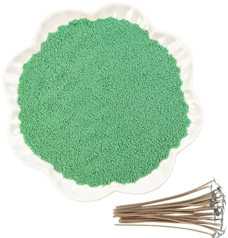 CoolCrafts Cera Sabbia per Candele con Stoppini 905g Sabbia di Cera Verde per Creatività e Decorazioni Personalizzabili