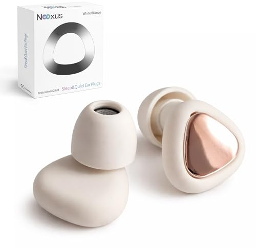 Sleep&Quiet Tapones Oídos Ruido Dormir de Lado sin Presión. Reducción de Ruido 28dB, Silicona Reutilizable, 4 Tallas (XS-L) para Ronquidos, Viajes y Concentración, No Cancelan el Ruido al 100%. Blanco