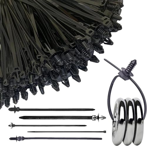 Correa para cables - 160 bridas de nailon con montaje a presión | Bloqueo de trinquete de alta dureza Dientes más profundos | Arnés de cables para motores automotrices | Sujetador eléctrico | Kit